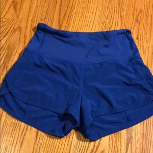 Blue Lululemon high-waisted shorts